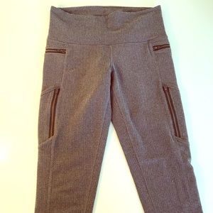Athleta Leggings, Brown Herringbone Pattern, S
